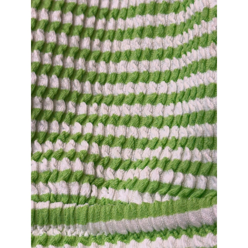 Aerie Triangle Bikini Top Womens XS Lime Green Striped Textured UPF 50 - Picture 2 of 6